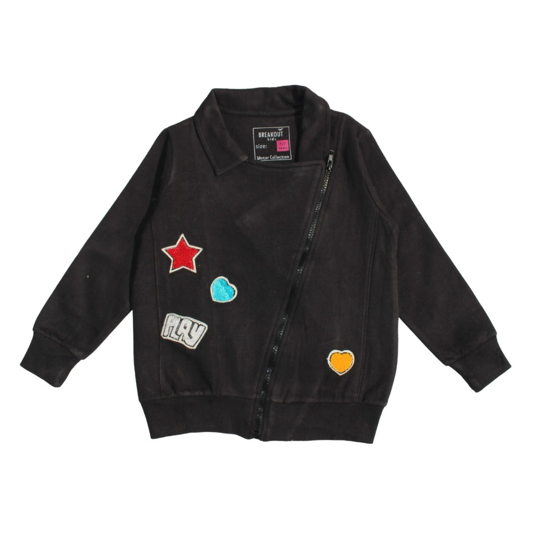 Girls black patch jacket