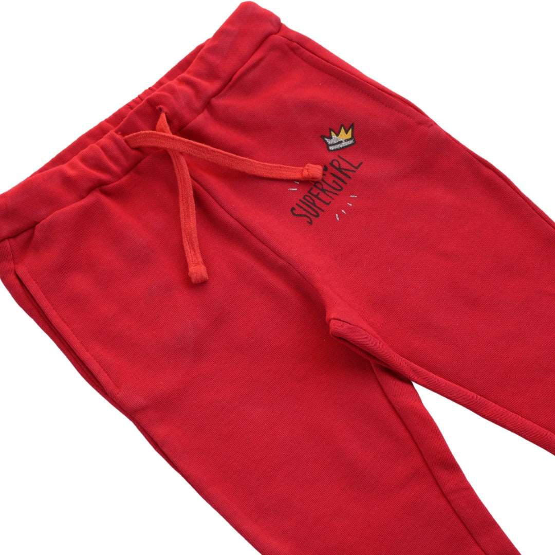 Girls red supergirl trouser