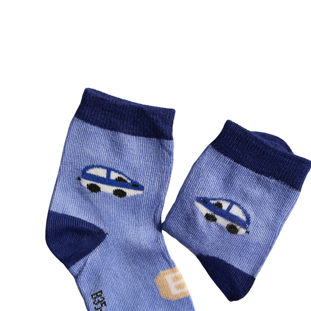 Boys blue car socks