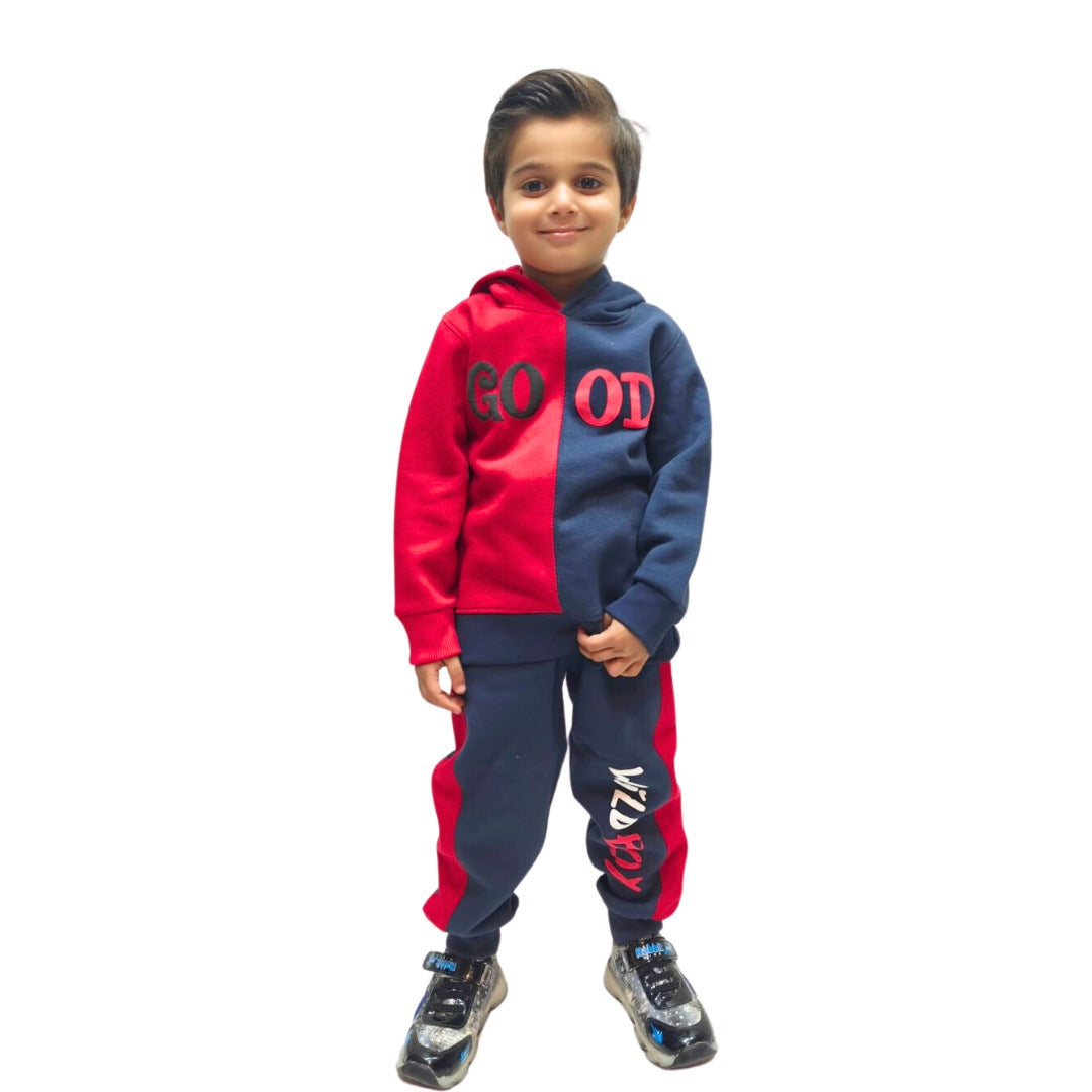 Boys red good hood tracksuit