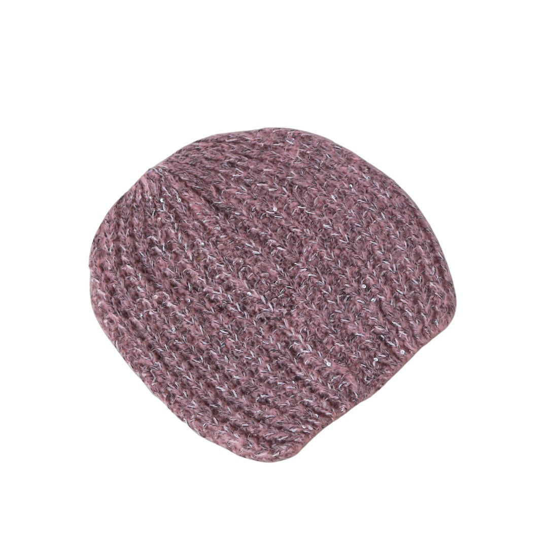 Girls pink glitter wool cap