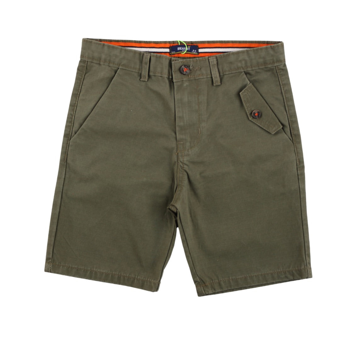 Boys commando green cotton shorts