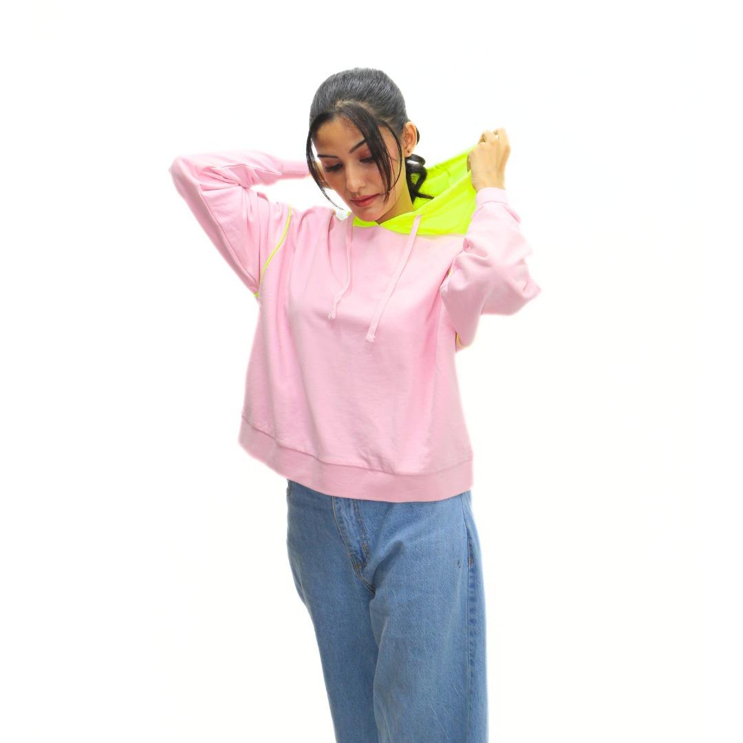 Ladies pink and neon hoodie