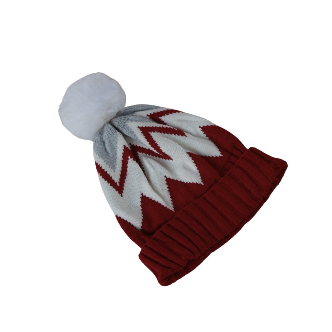 Red White and Blue pompom cap