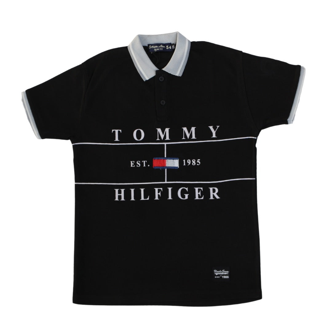 Boys black Tommy Hilfiger polo shirt