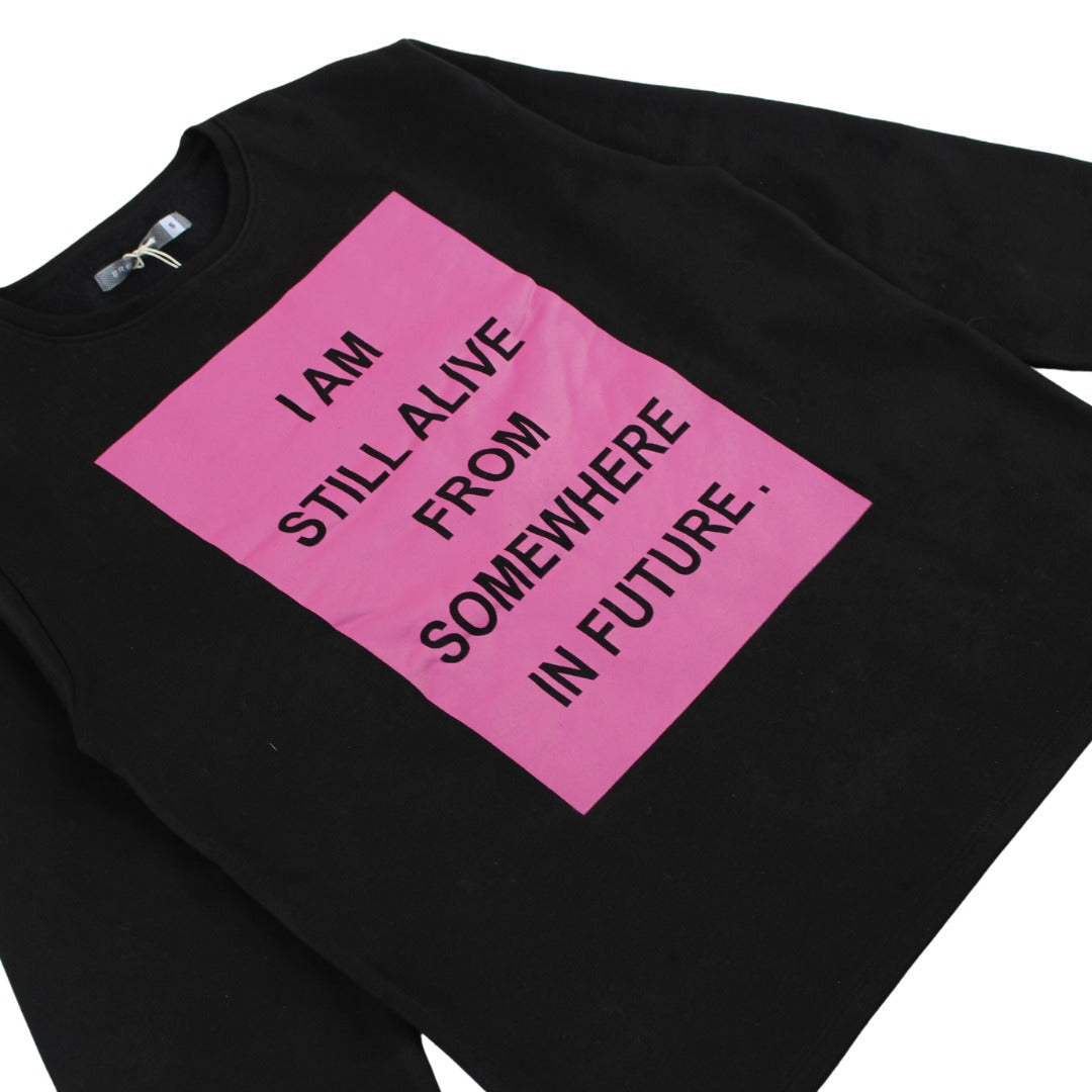 Ladies black and pink printed sweatshirt