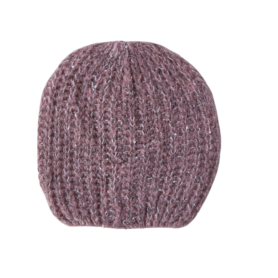 Girls pink glitter wool cap