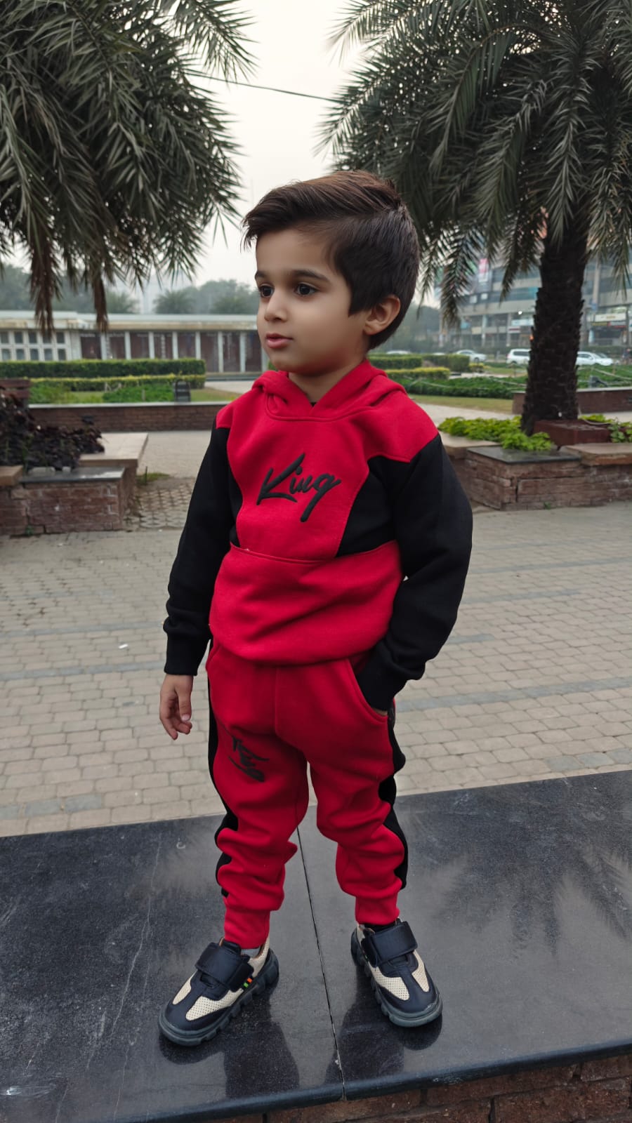 Boys red king tracksuit