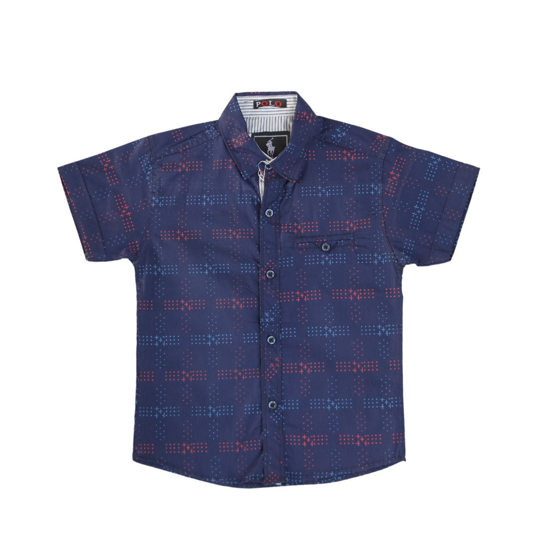 Boys blue pattern casual shirt