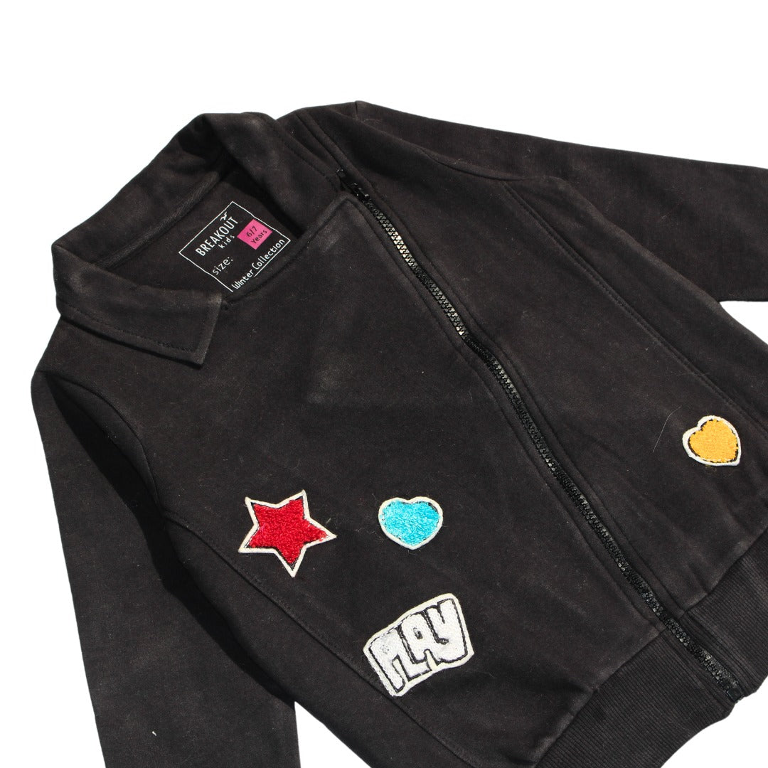 Girls black patch jacket