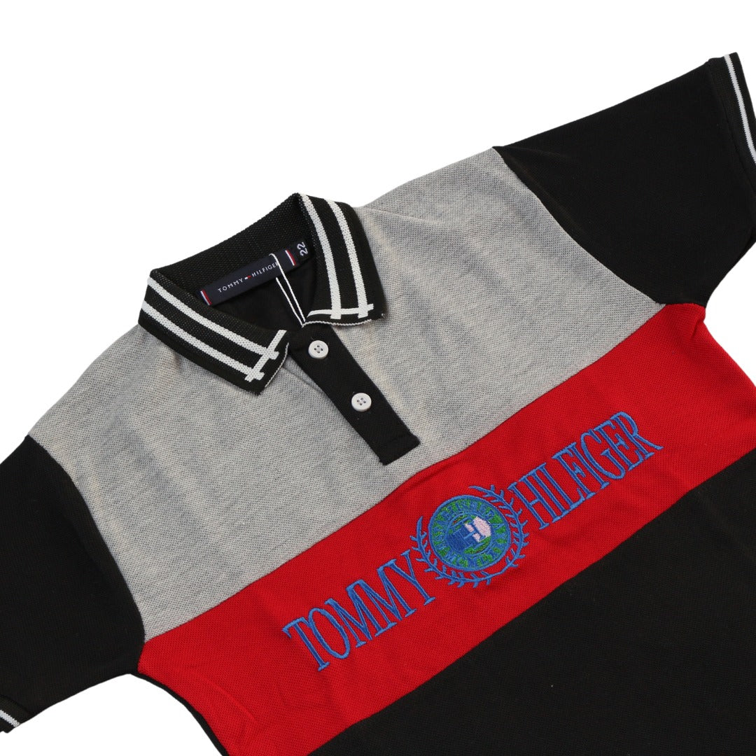 Boys black gray and red Tommy’s polo shirt