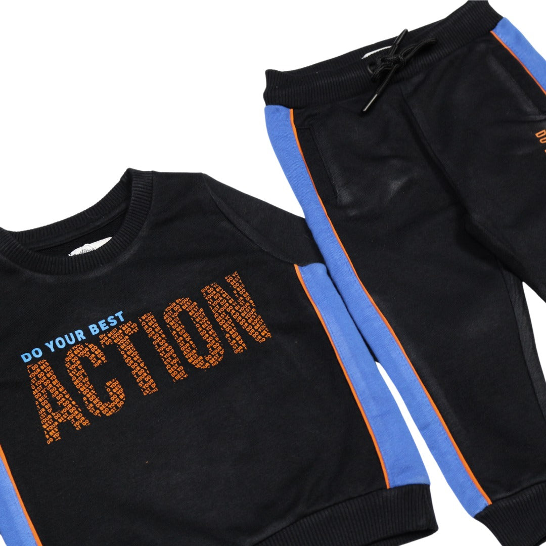 Boys black action tracksuit