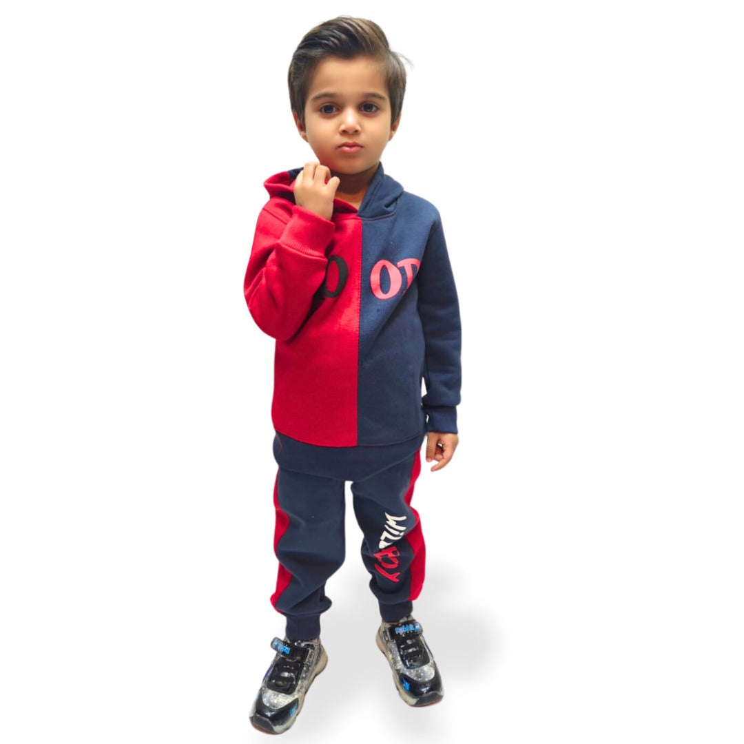 Boys red good hood tracksuit