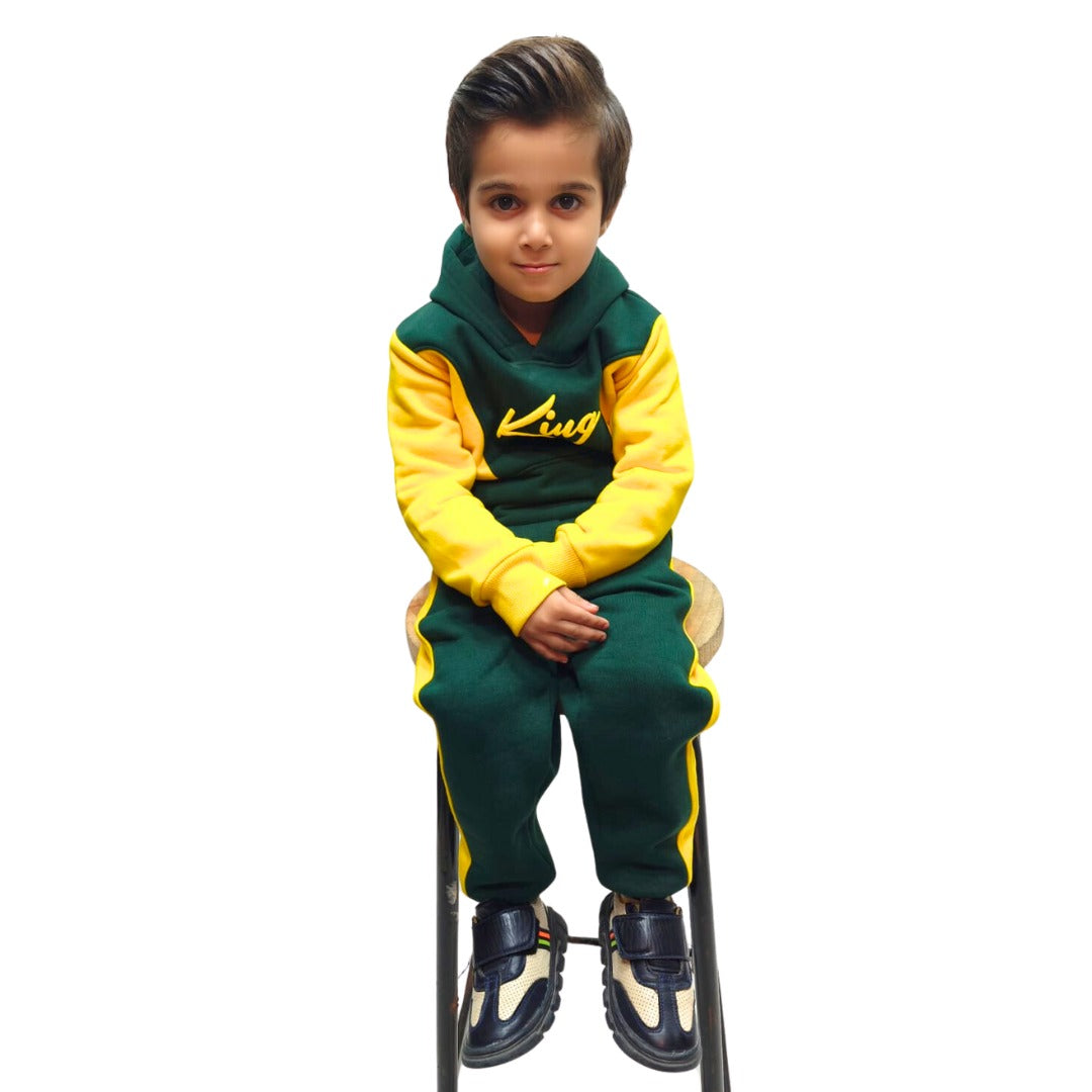 Boys green king tracksuit