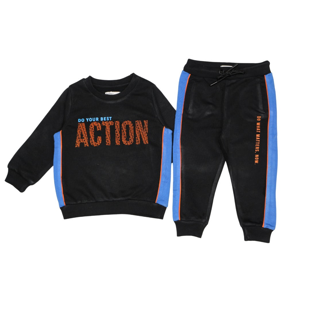 Boys black action tracksuit