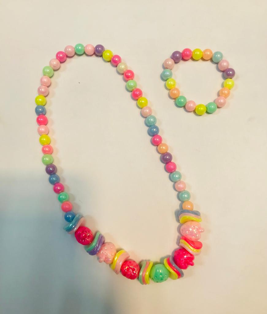 Girls multi fruit necklace and bracelet