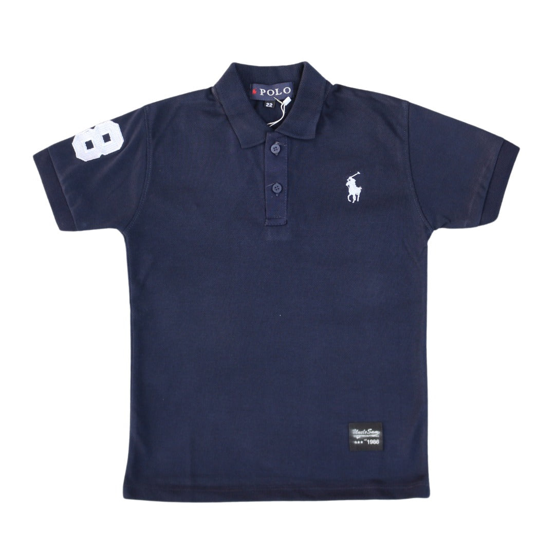 Boys blue horse embroidered polo shirt