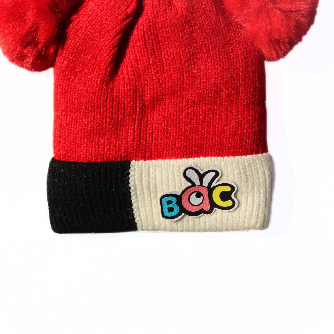 Red ABC pompom cap