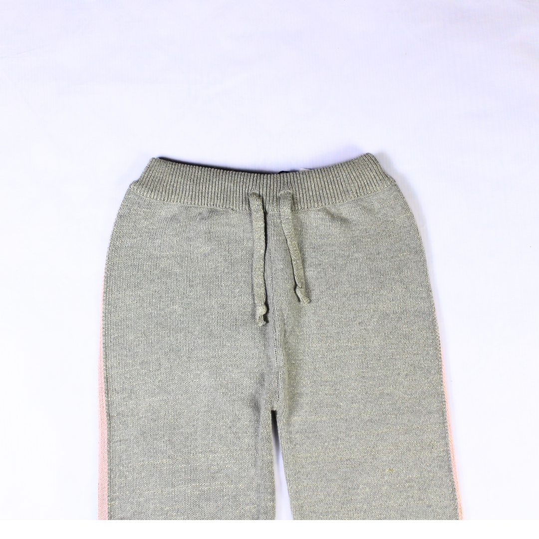 Girls gray wool side stripe trouser