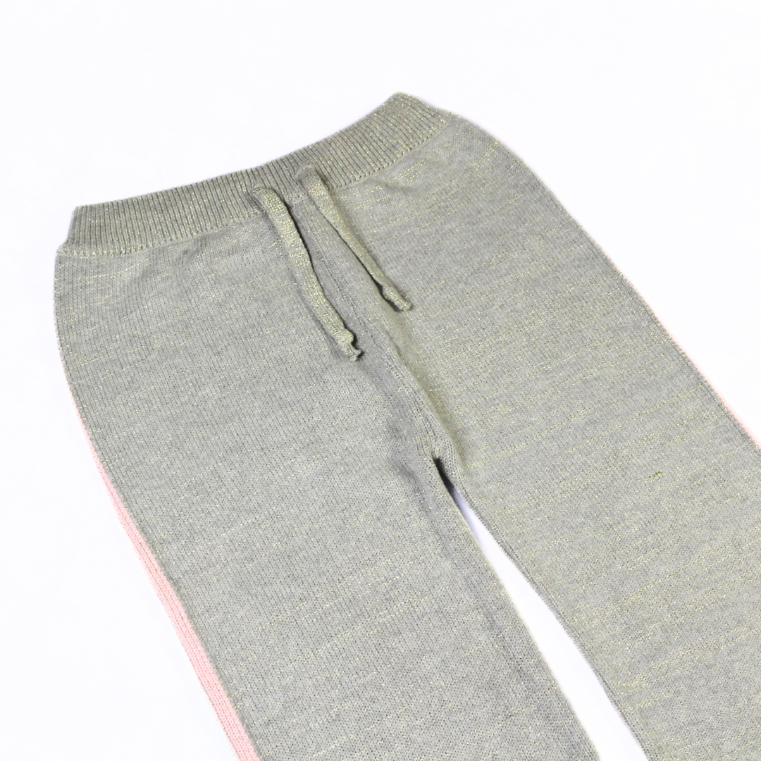 Girls gray wool side stripe trouser