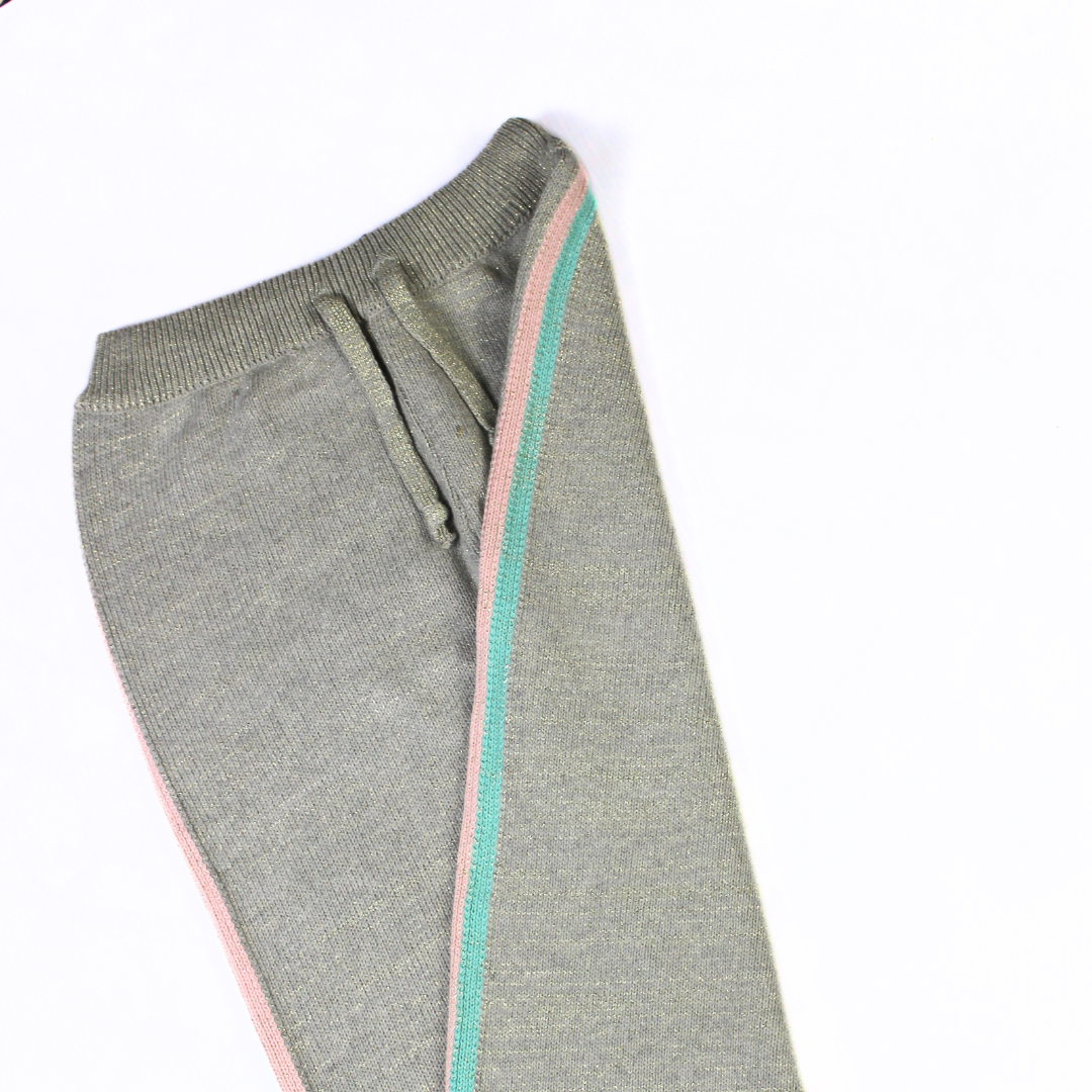 Girls gray wool side stripe trouser