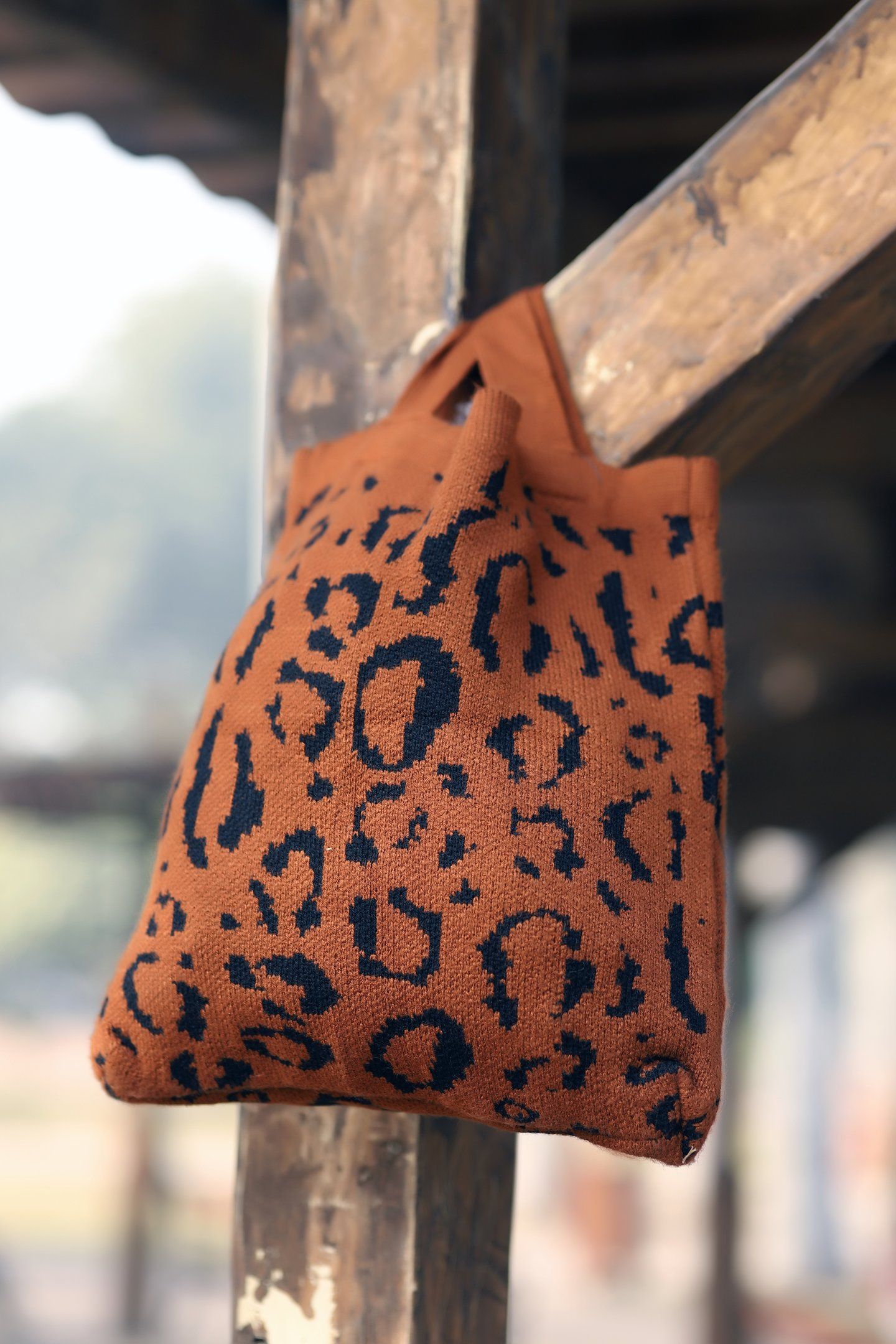 Ladies brown Cheeta print bag