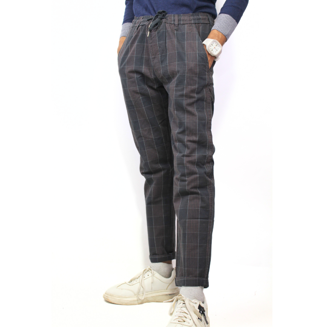 Mens black cheque  cotton trouser