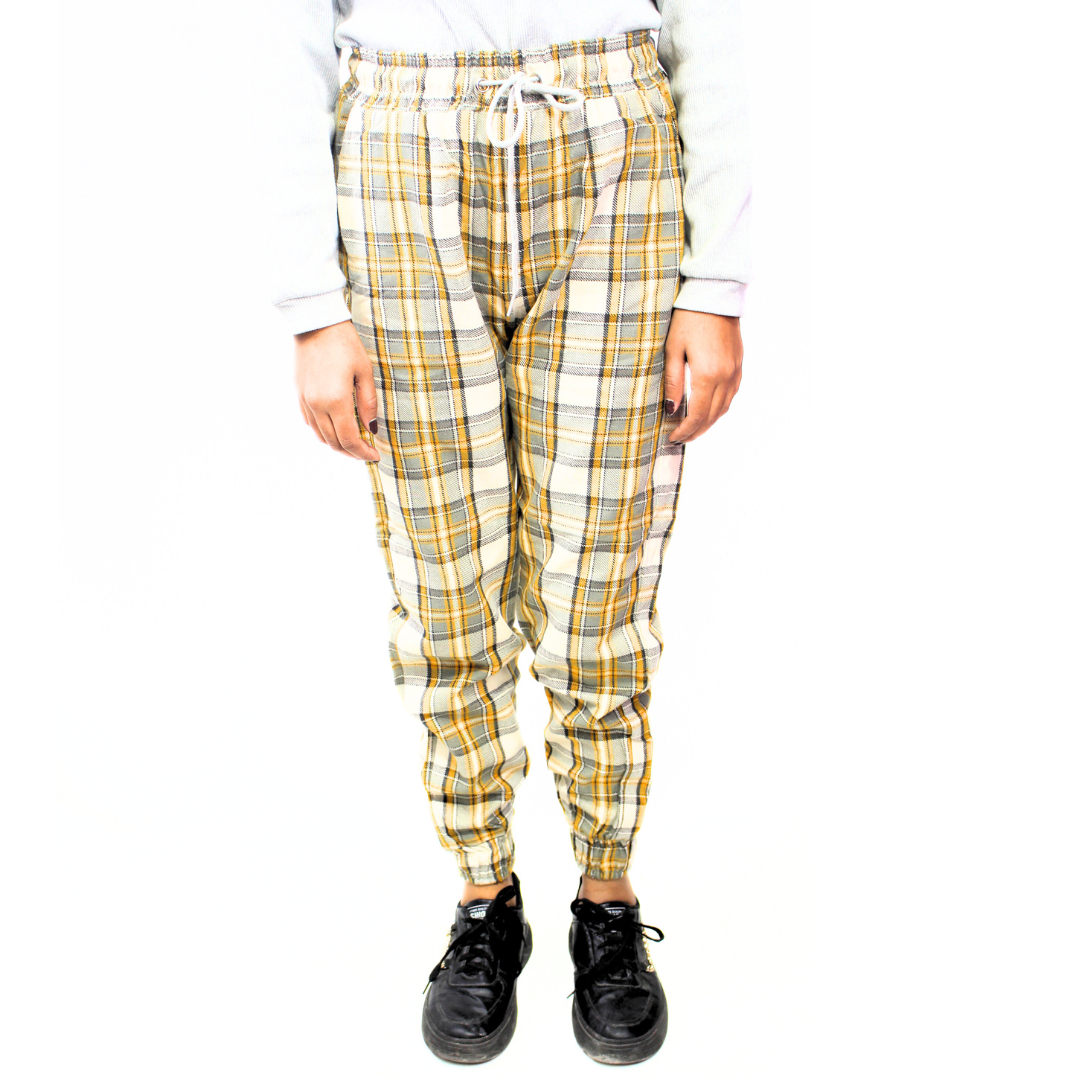 Ladies yellow check trouser