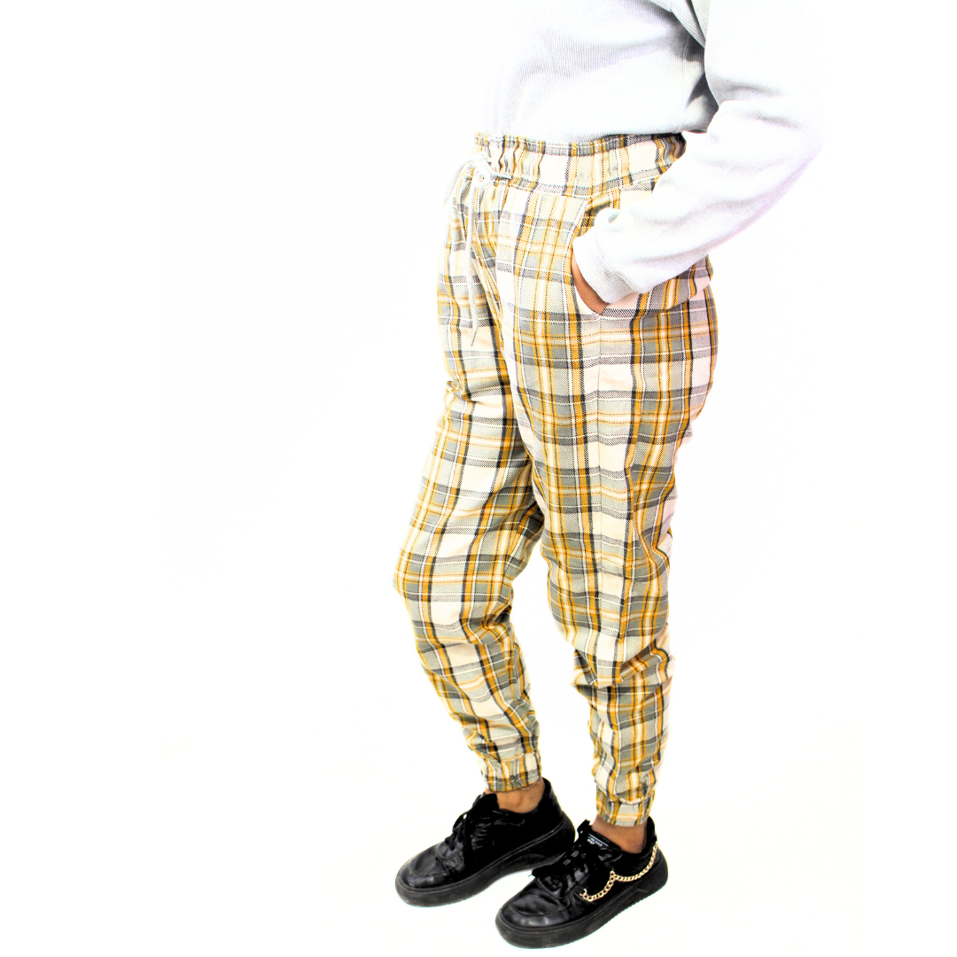 Ladies yellow check trouser