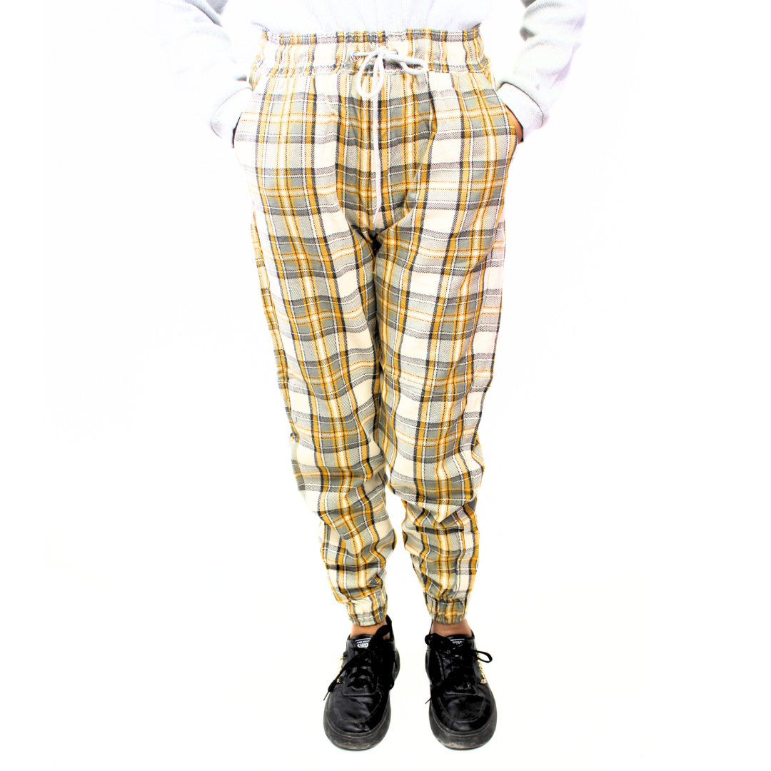 Ladies yellow check trouser