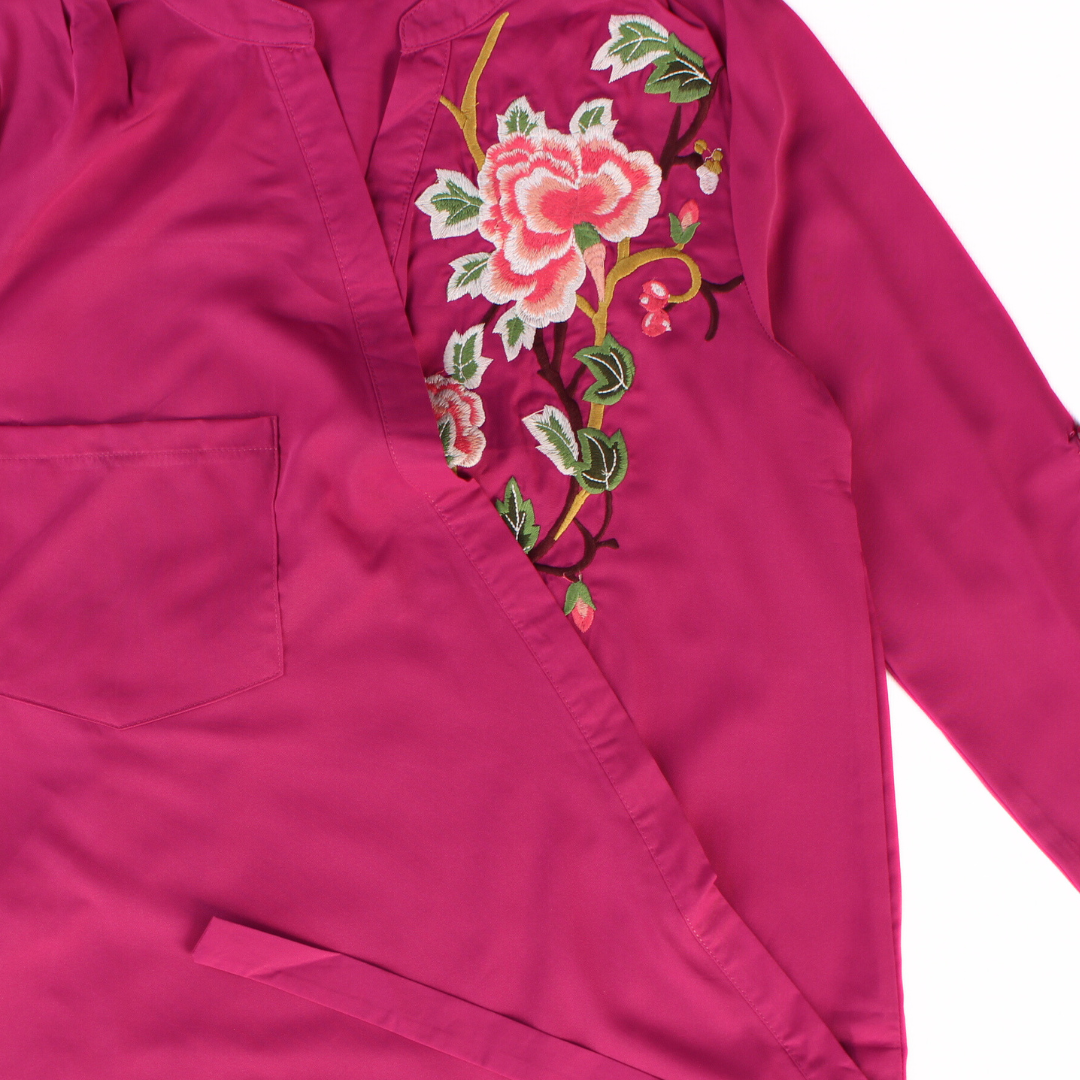 Ladies pink flower embroidered Top