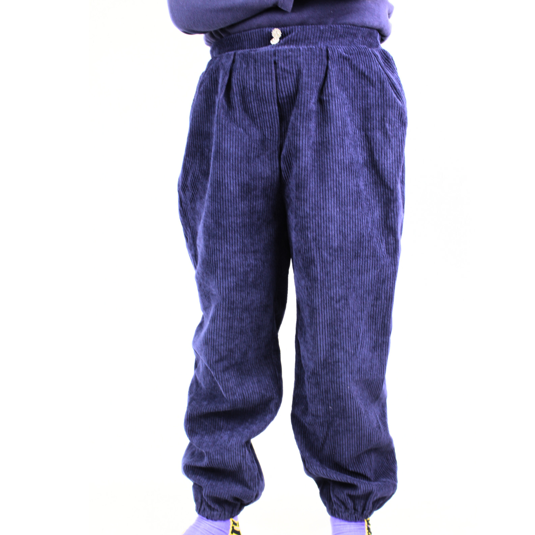 Girls blue velvet jogger trouser