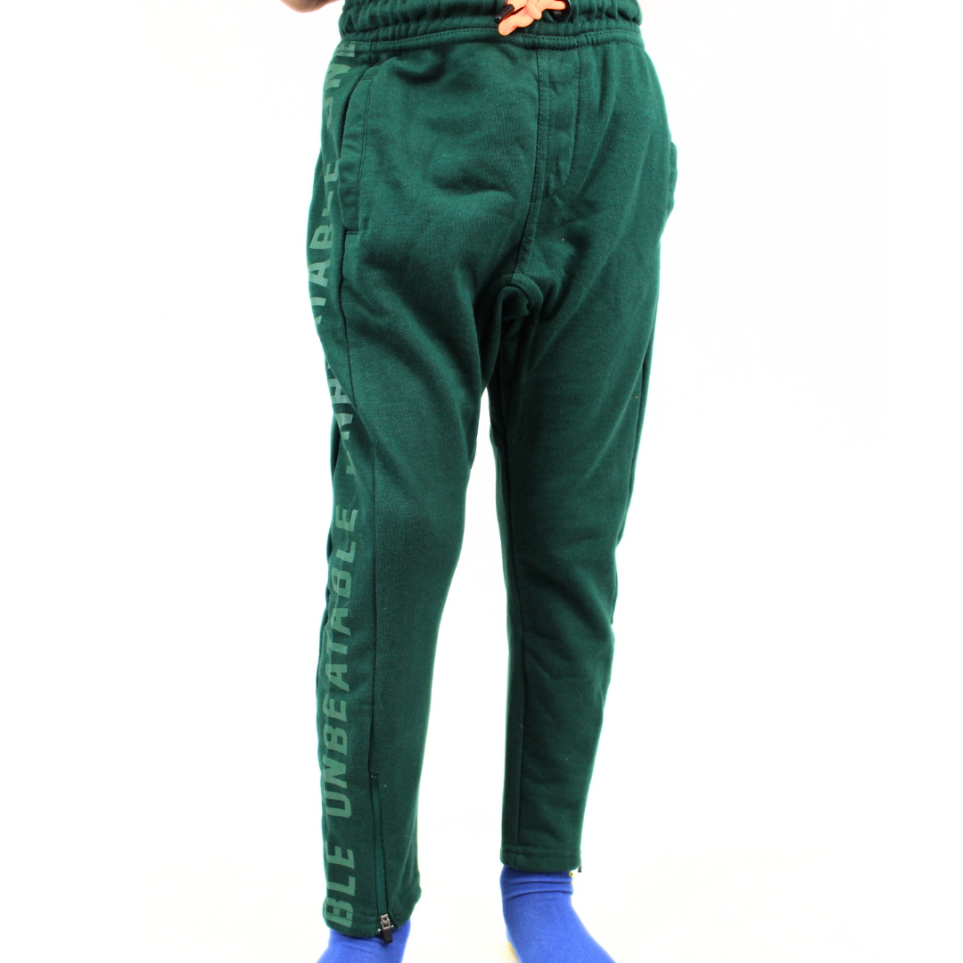 boys green side stripe trouser