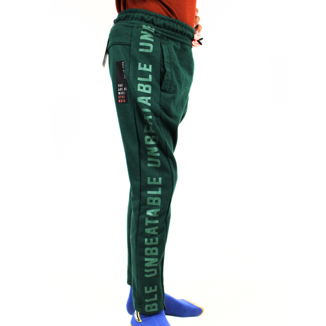 boys green side stripe trouser