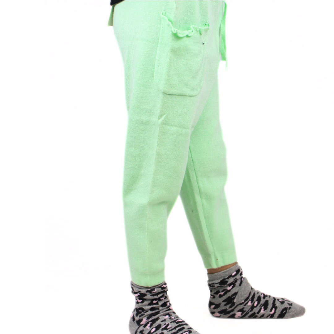 Girls light green wool trouser