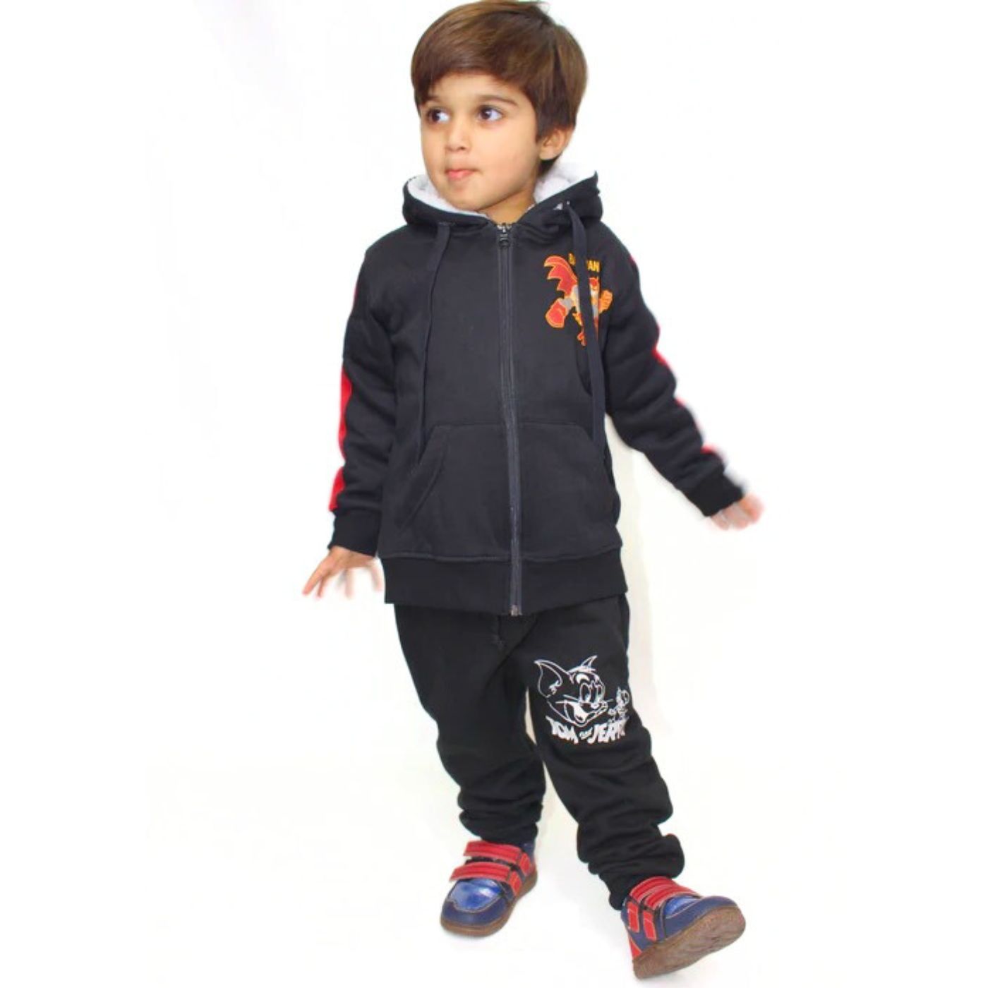 Boys black batman wool upper