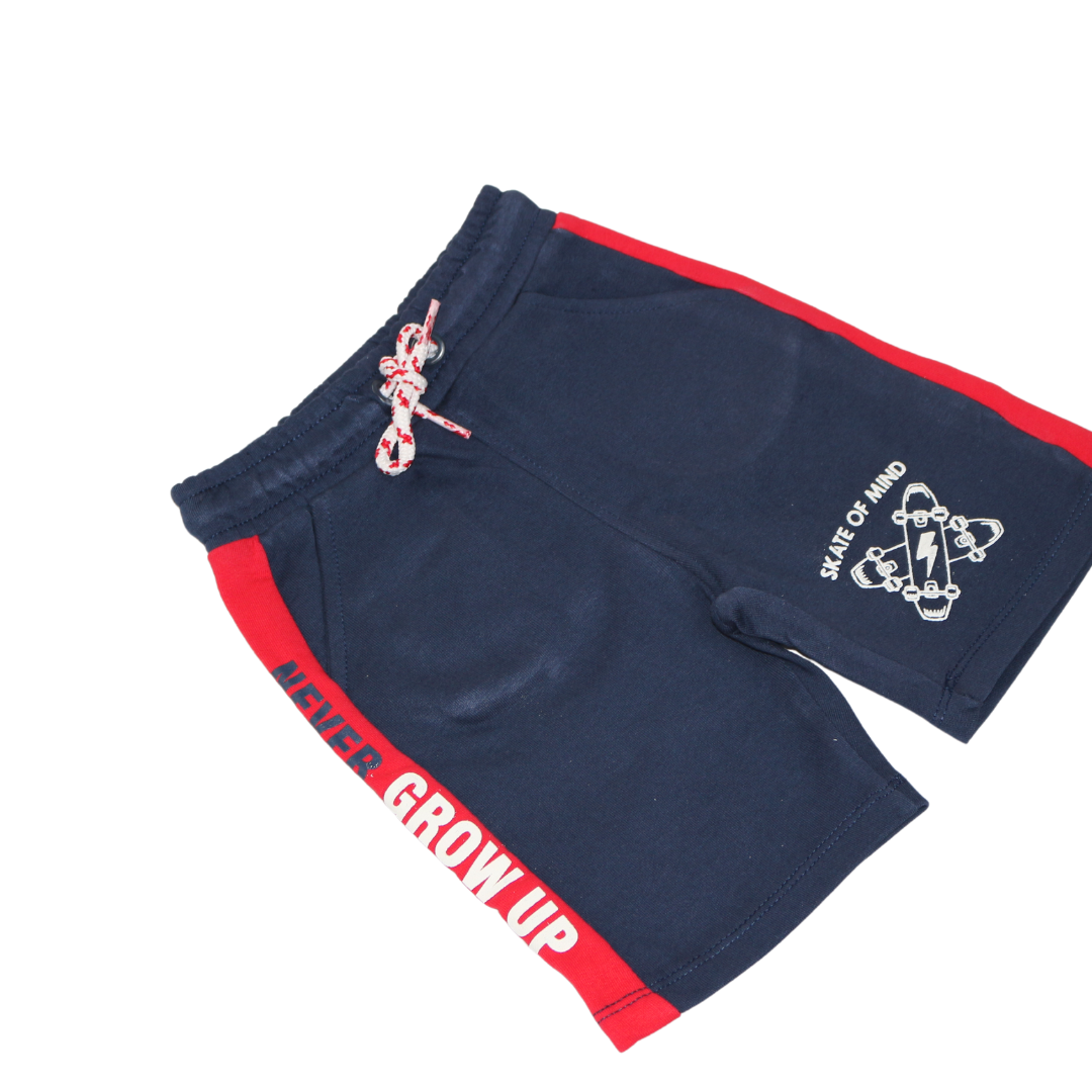 Boys blue and red skate shorts