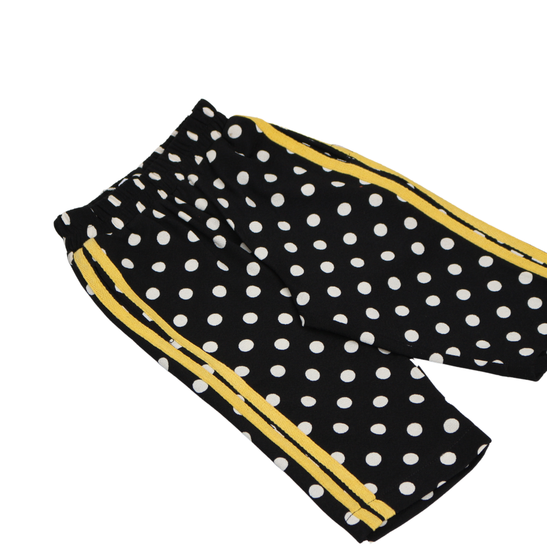 black polka dots side taped