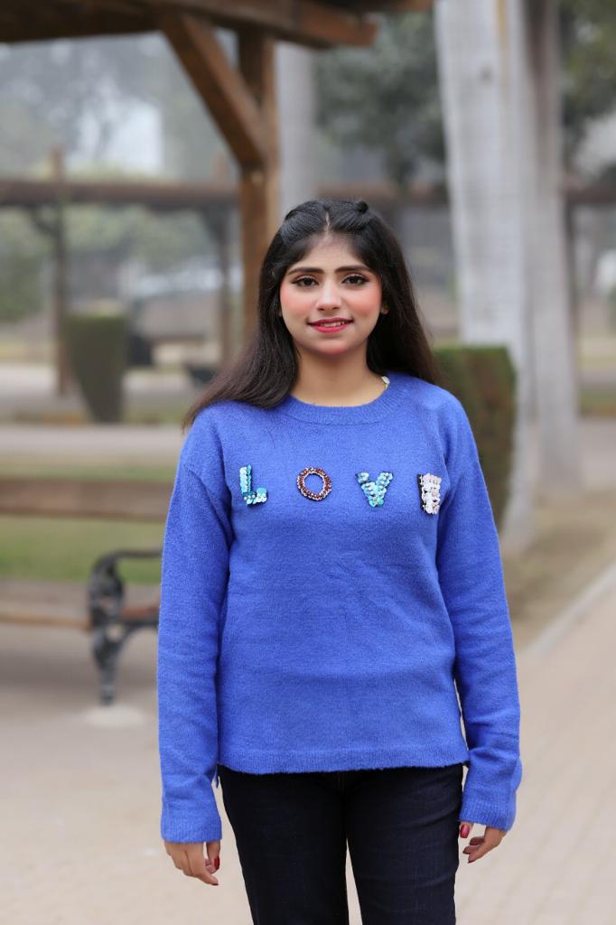 Blue love sequence  sweater