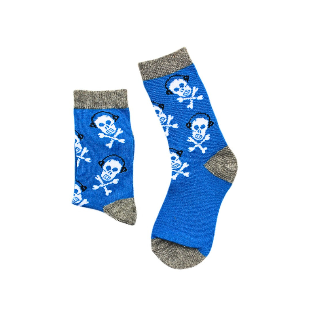 Boys blue skull socks