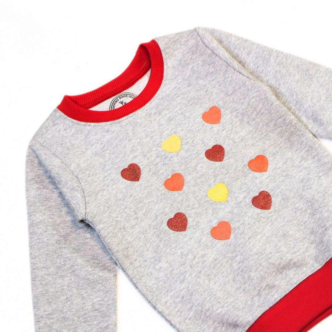 Glitter heart sweat shirt