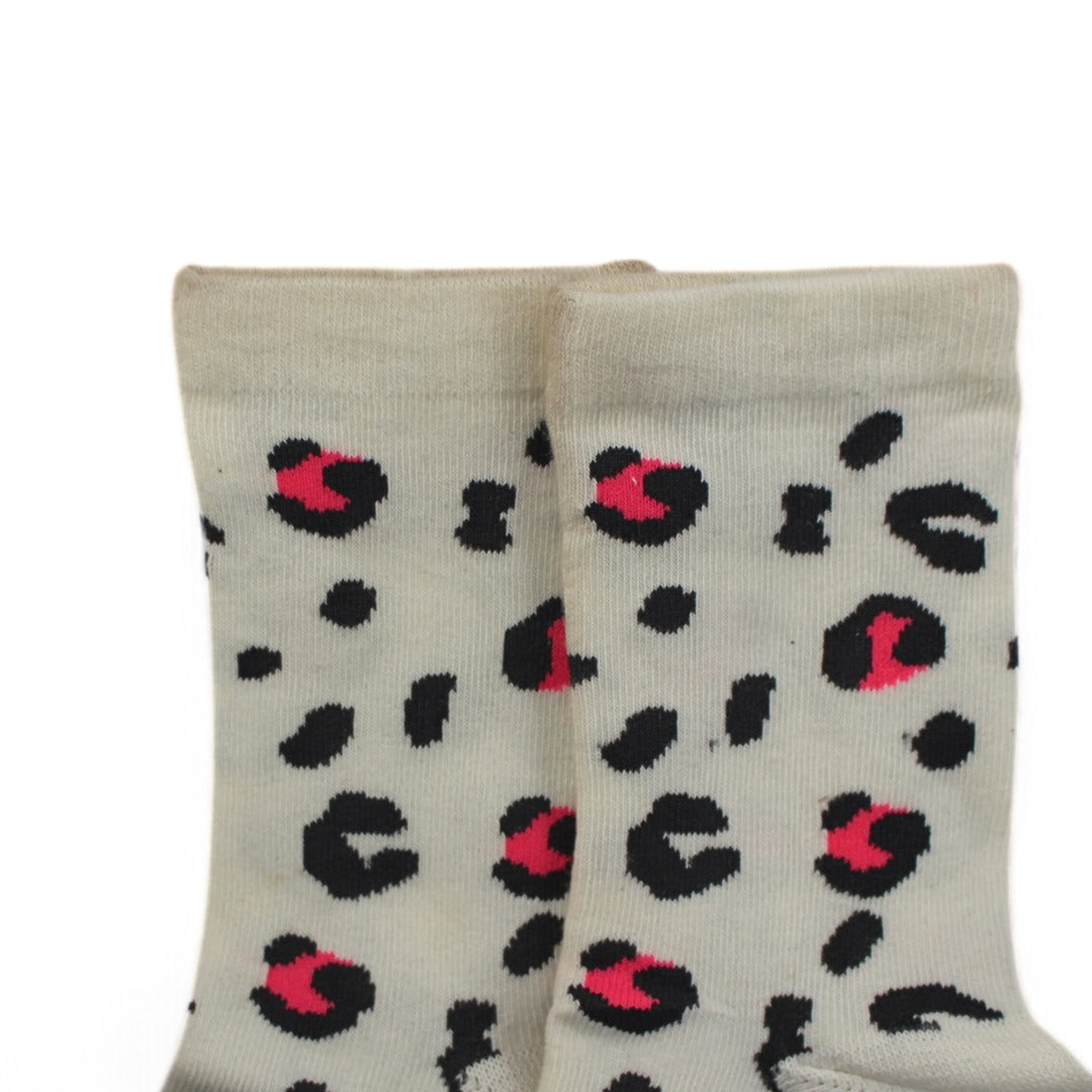 Girls white leopard print socks