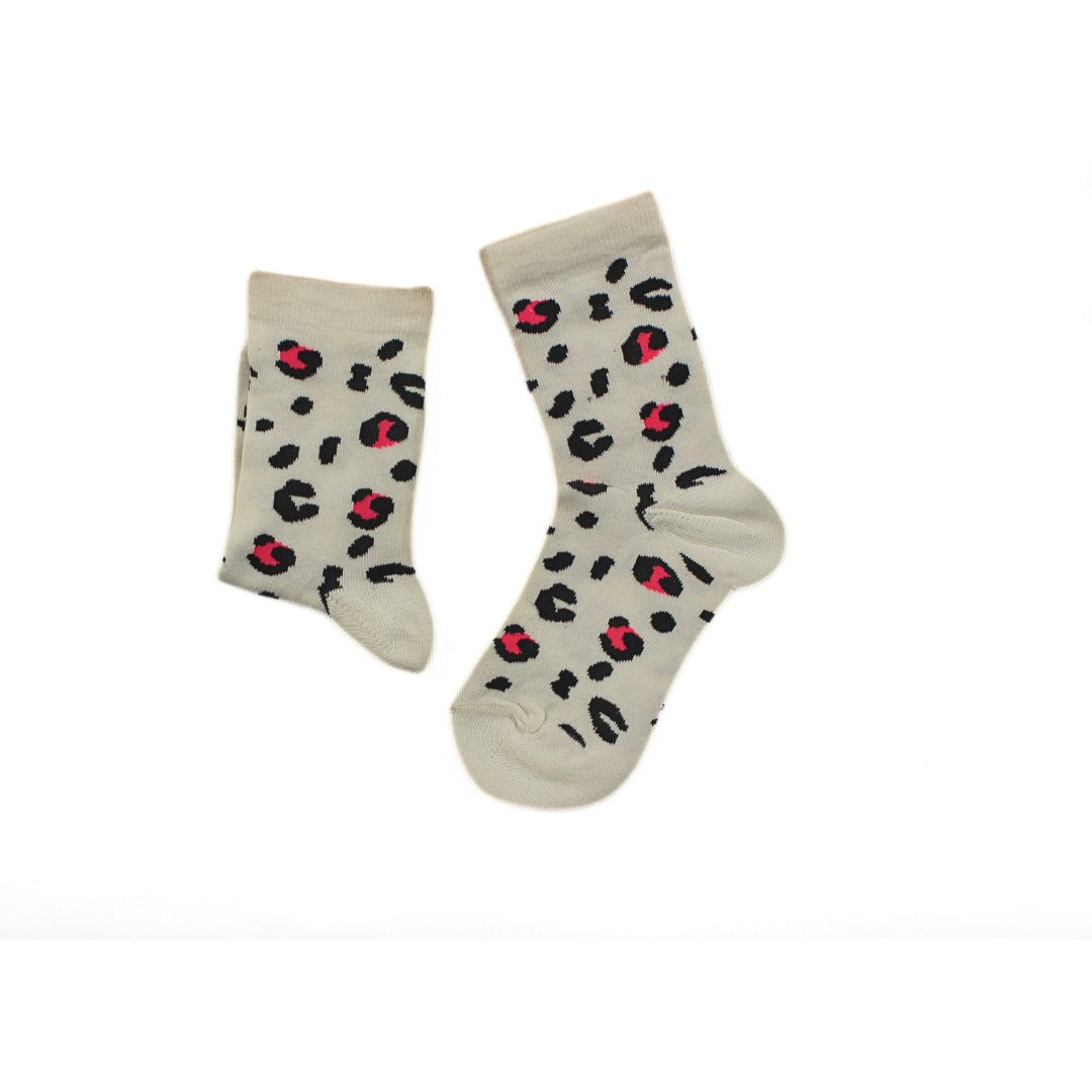 Girls white leopard print socks