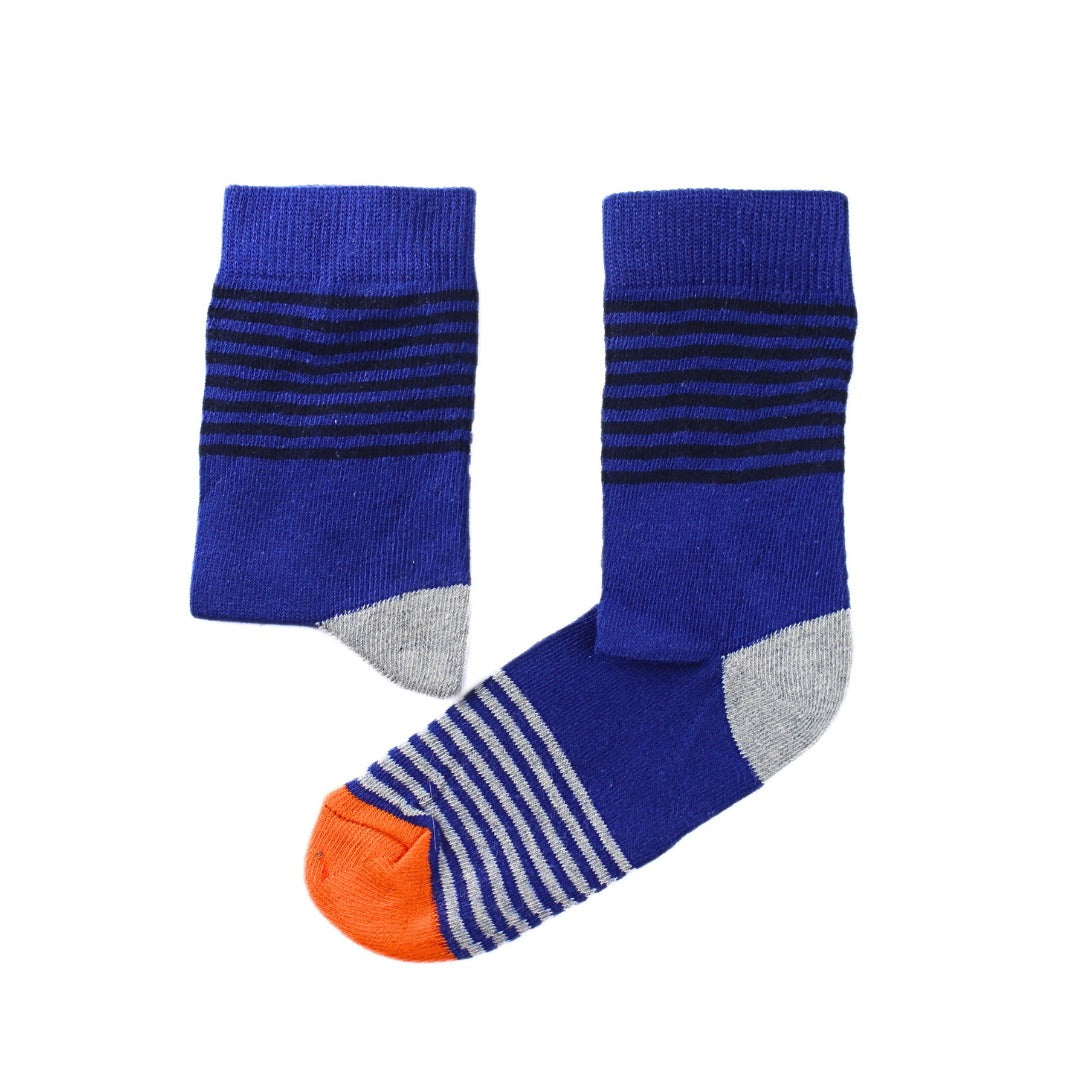 Boys blue black lining socks