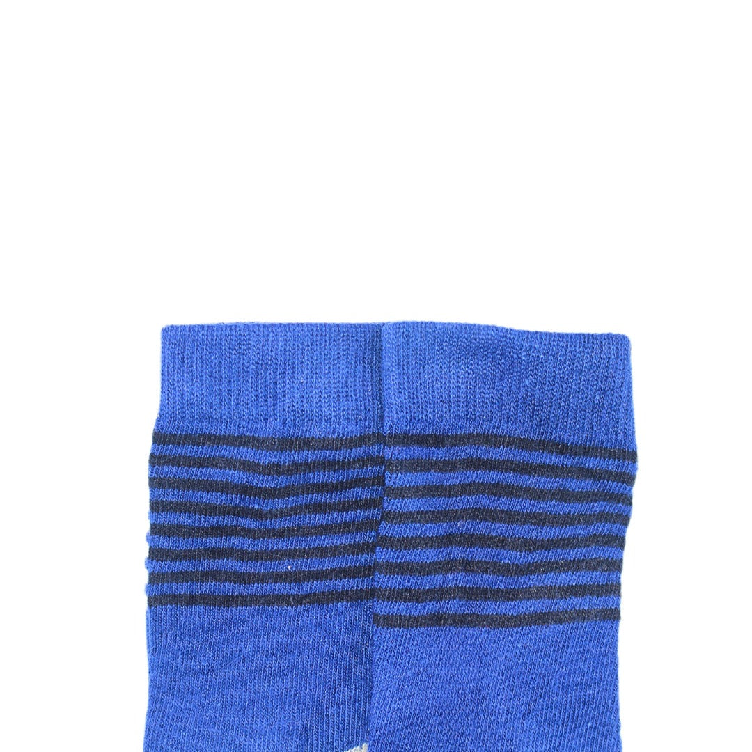 Boys blue black lining socks