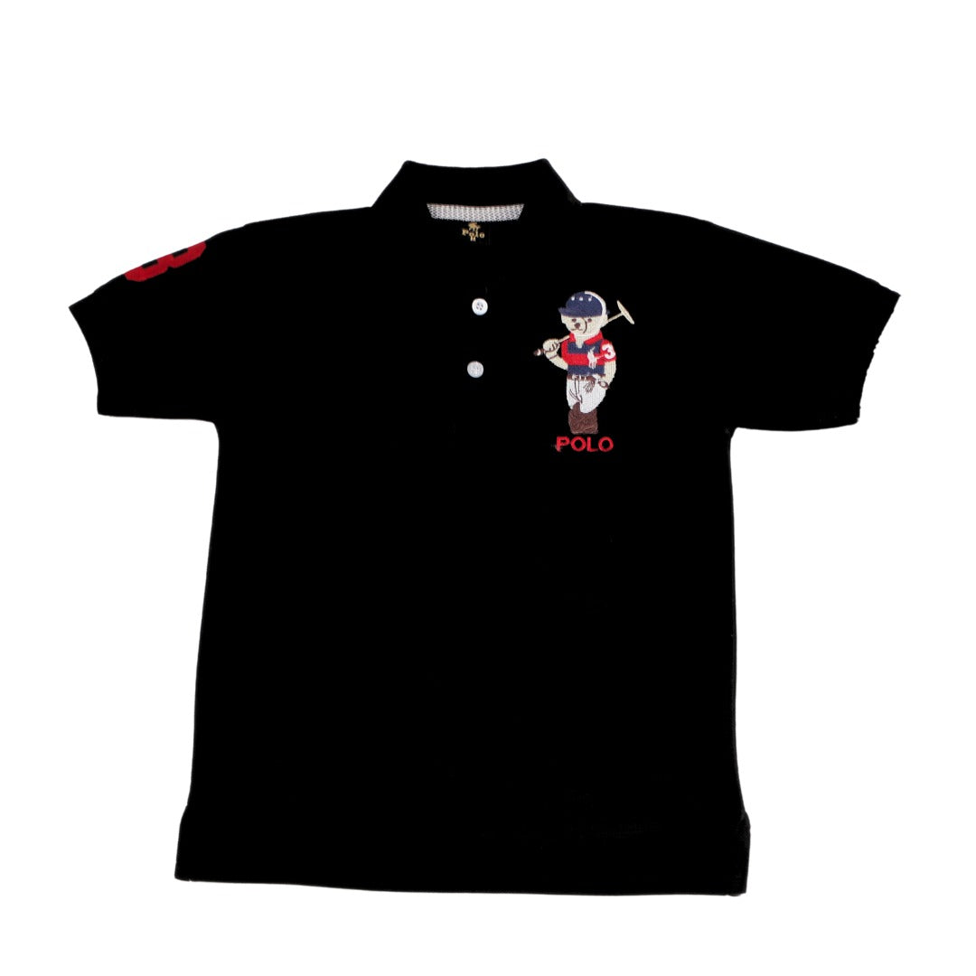 Boys black bear polo shirt