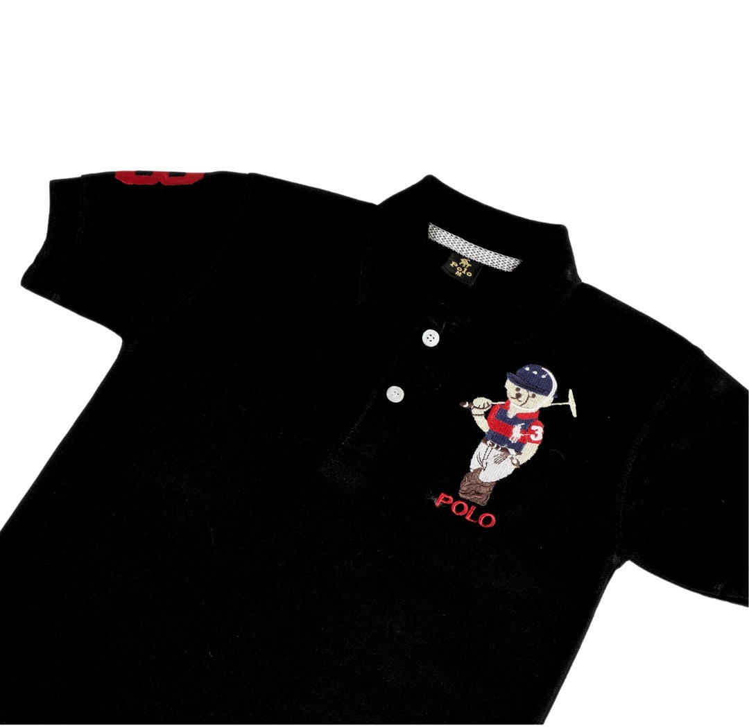 Boys black bear polo shirt