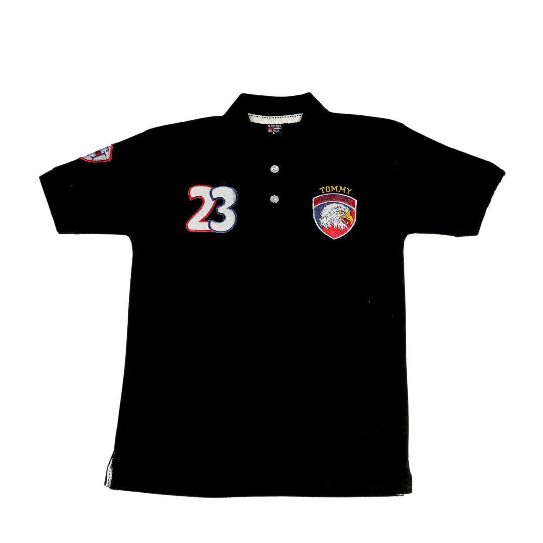 Boys basic black eagle polo shirt