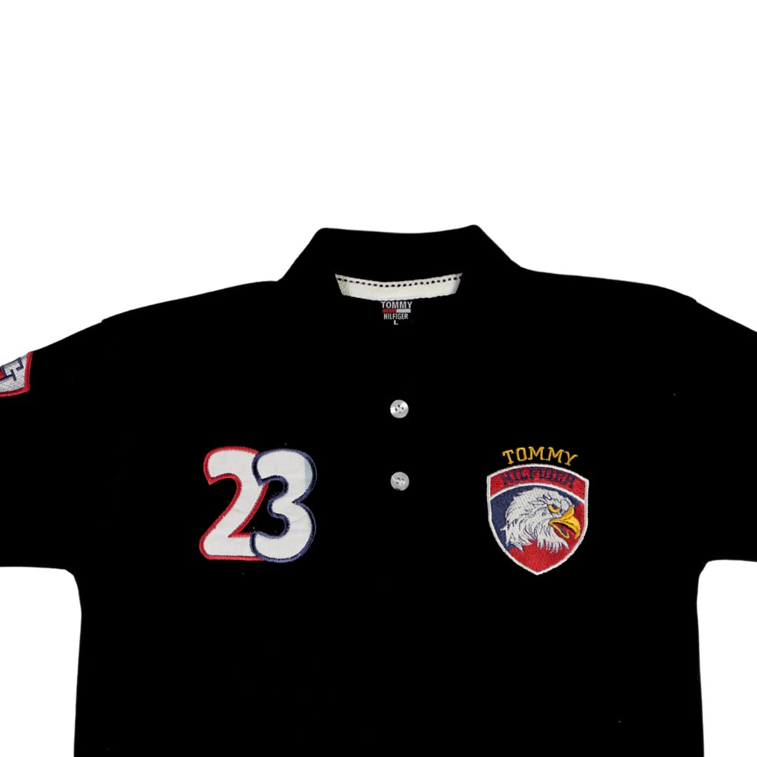 Boys basic black eagle polo shirt