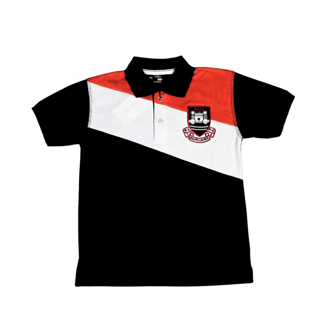 Boys black,white and peach polo shirt